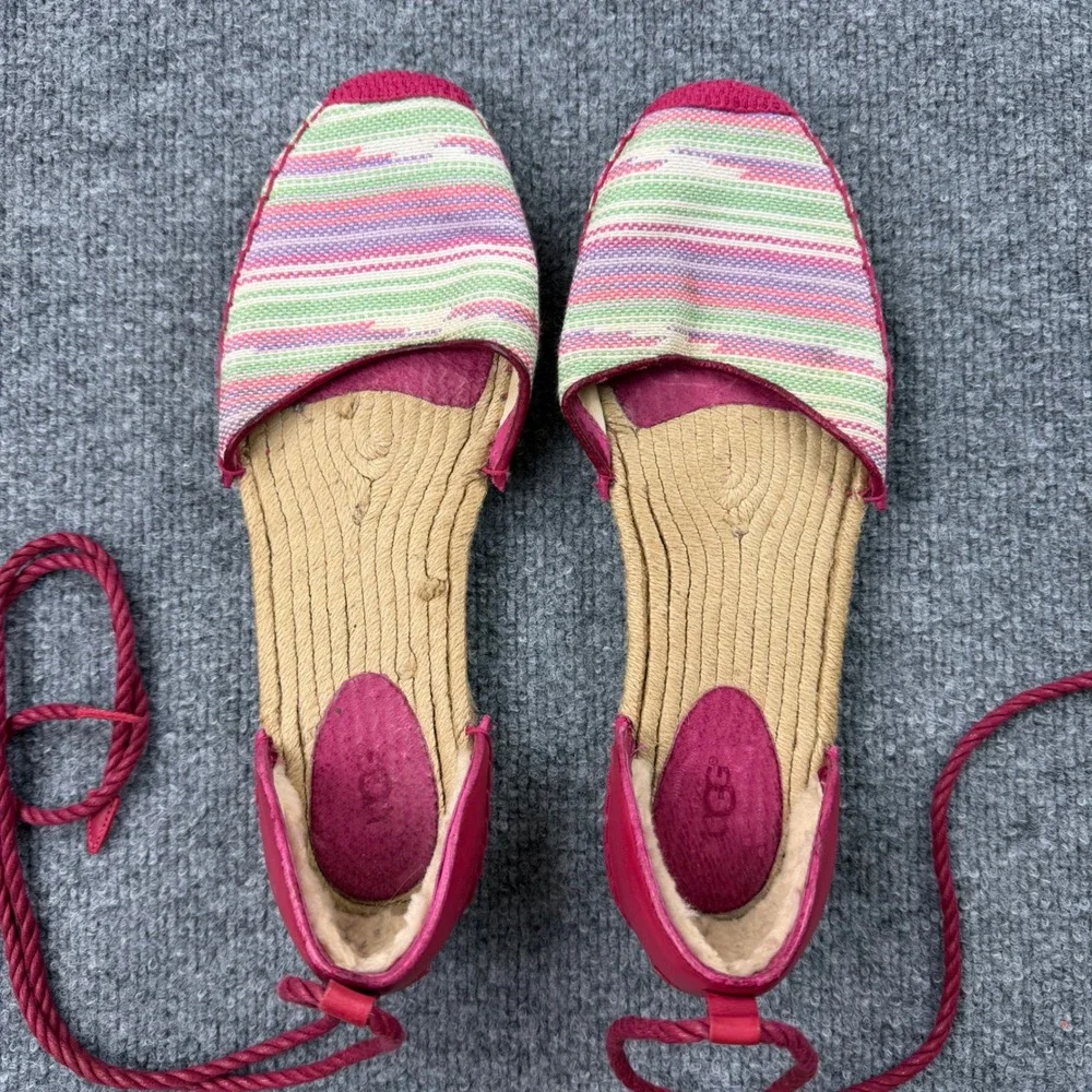 UGG AUSTRALIA LIBBI Sarape Flat Espadrille Womens Size 11 Ankle Lace Tie Sandal